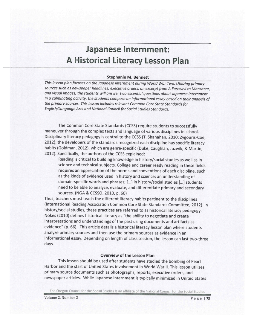 thesis for japanese internment camps