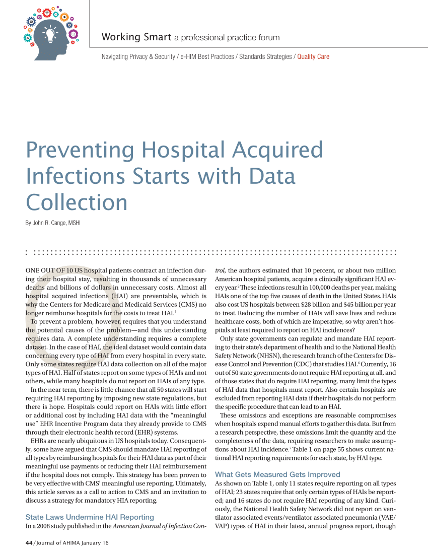a case study of organizational risk on hospital acquired infections