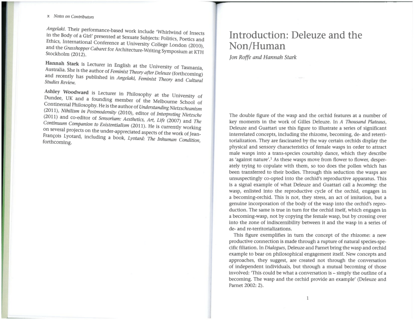 Pdf Introduction Deleuze And The Non Human