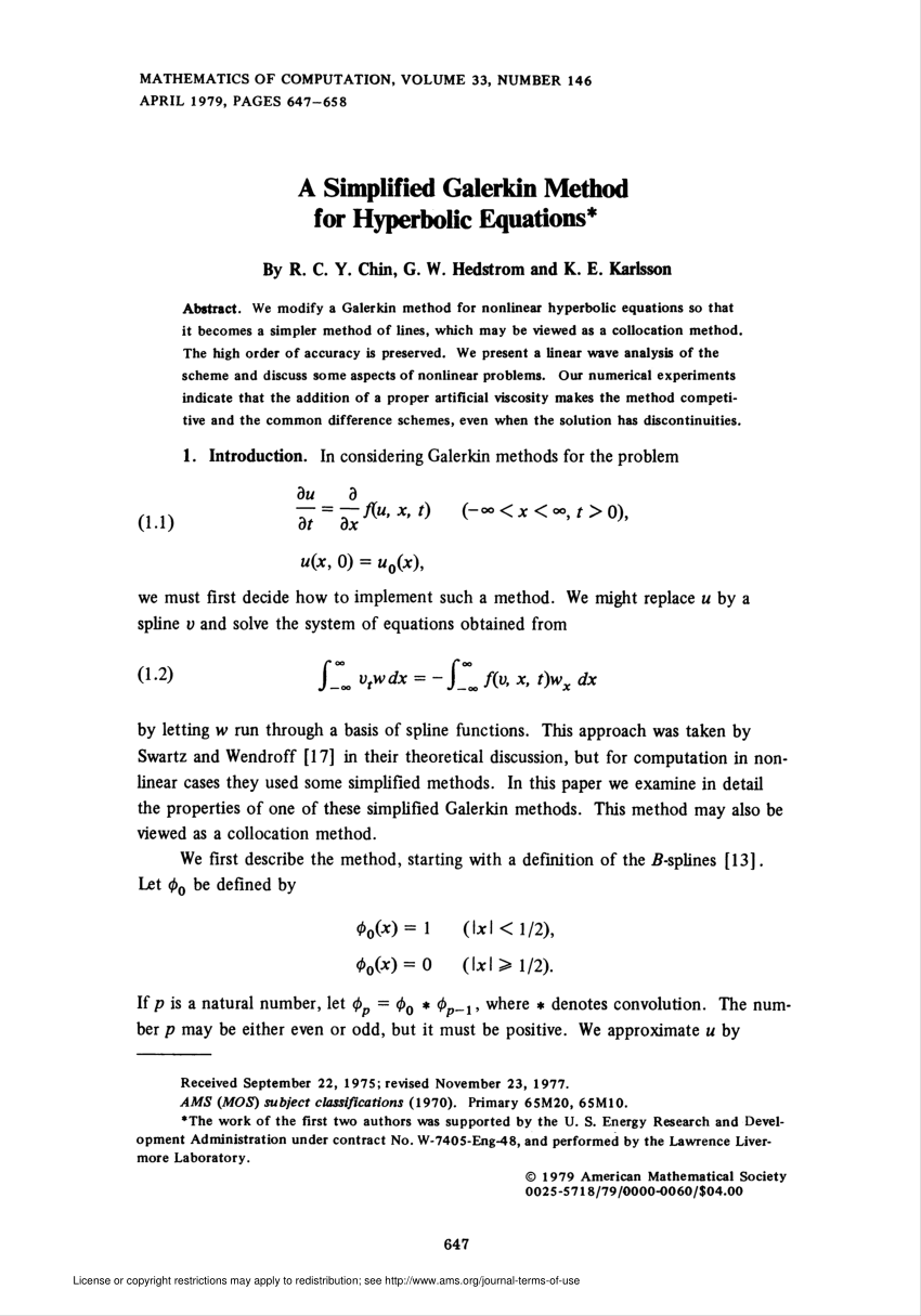 Pdf A Simplified Galerkin Method For Hyperbolic Equations