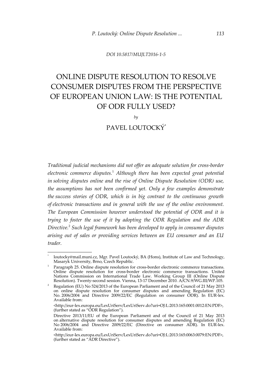 literature review on online dispute resolution