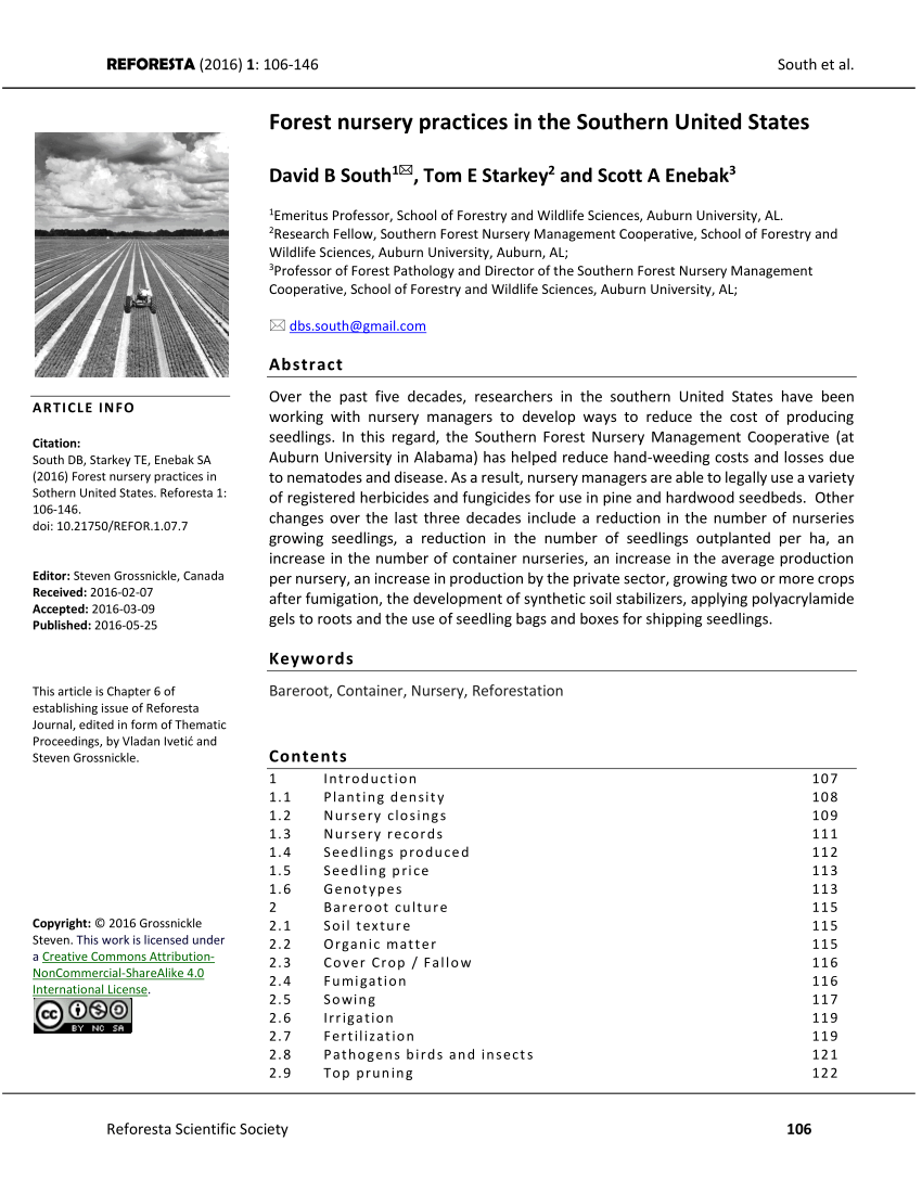 PDF) Forest Nursery Practices in the Southern United States