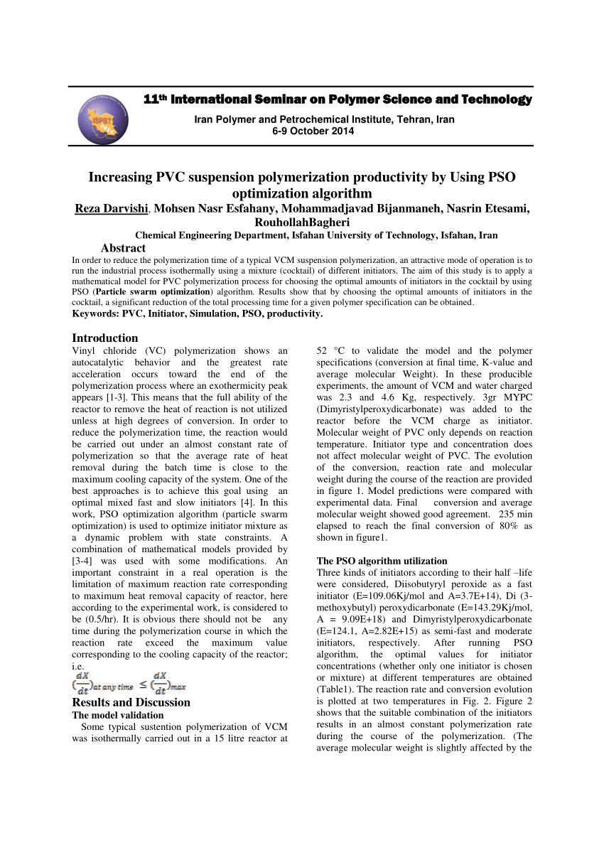 (PDF) Increasing PVC suspension polymerization productivity by Using