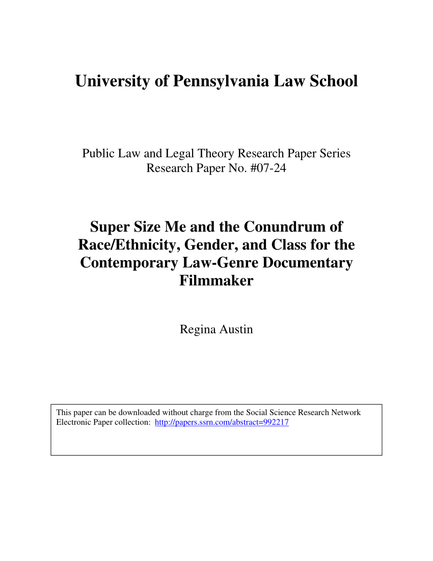 PDF) Super Size Me and the Conundrum of Race/Ethnicity, Gender With Regard To Super Size Me Worksheet Answers