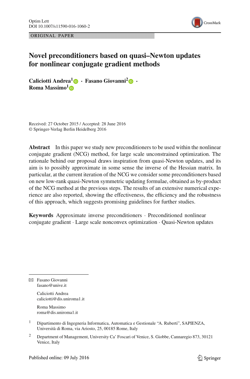 PDF] Steepest Descent and Conjugate Gradient Methods with Variable  Preconditioning