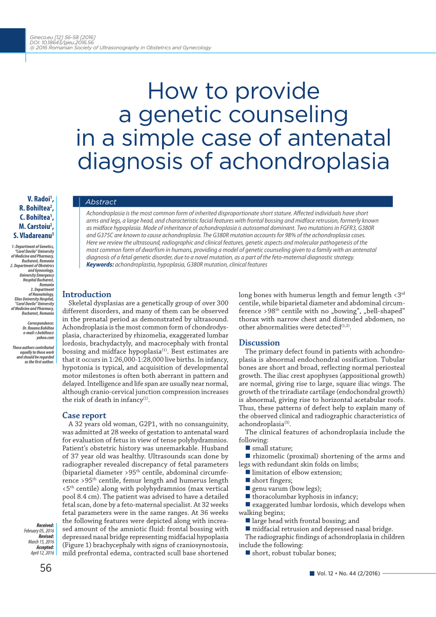 Pdf How To Provide A Genetic Counseling In A Simple Case Of Antenatal Diagnosis Of Achondroplasia