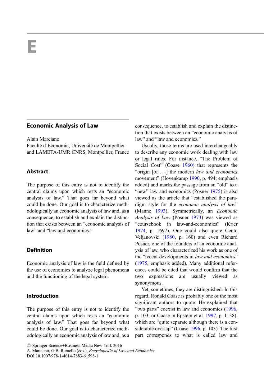 PDF) Economic Analysis of Law