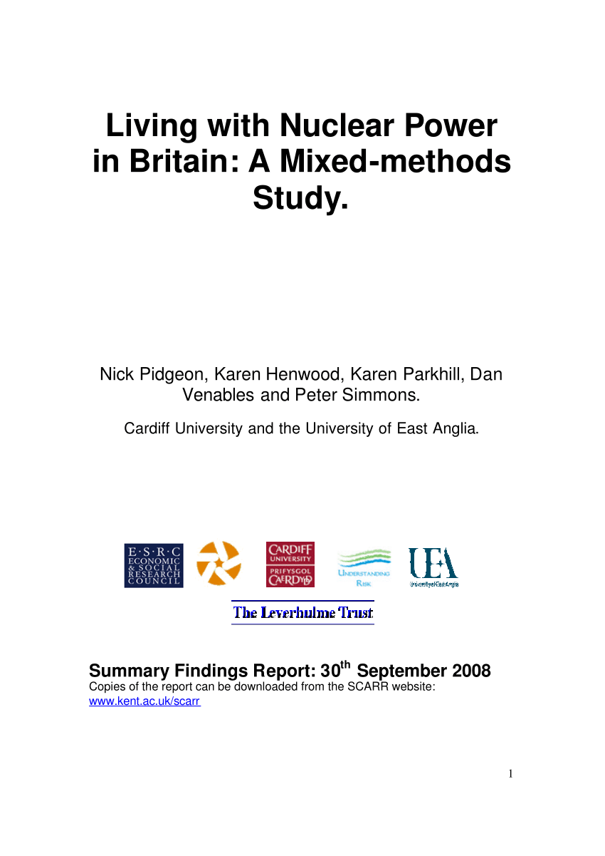 Pdf Living With Nuclear Power In Britaina Mixed Methods Study - 