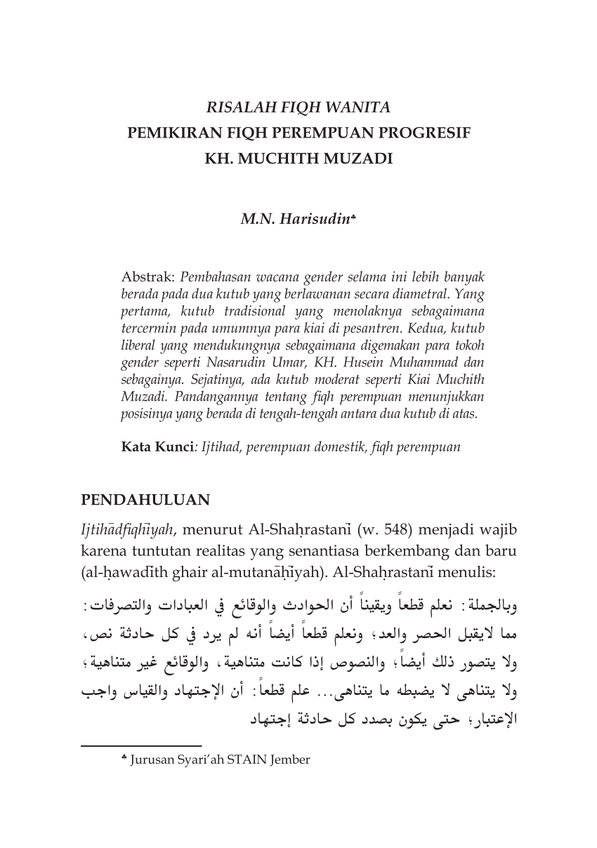 PDF RISALAH FIQH WANITA PEMIKIRANFIqHPEREMPUANPROGRESIF KH MUCHITH