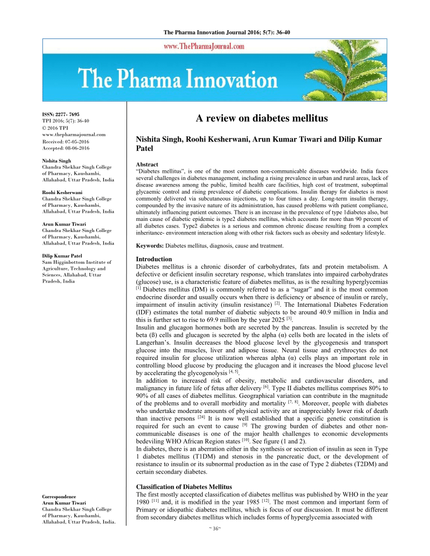 diabetes mellitus management research papers