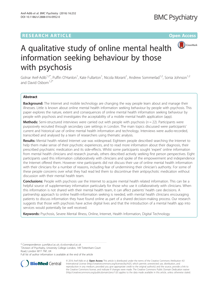 qualitative research on mental health
