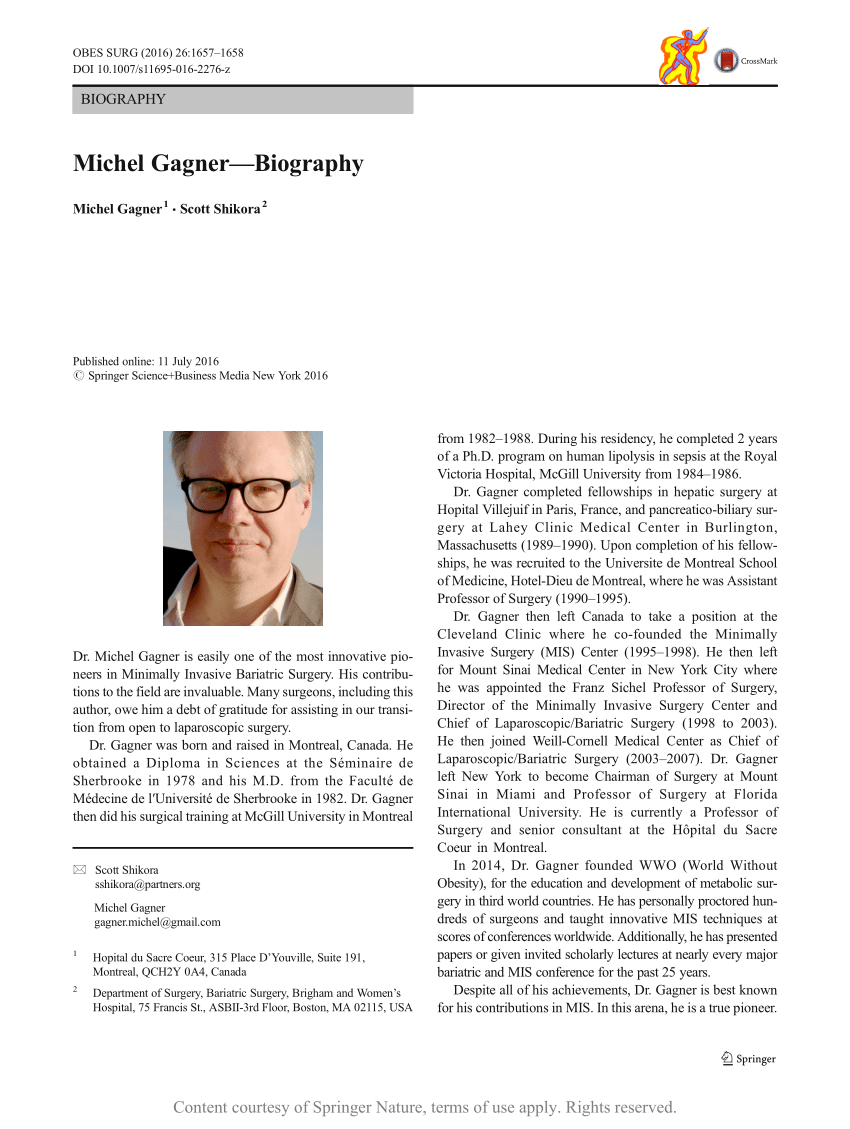 Michel Gagner—Biography | Request PDF