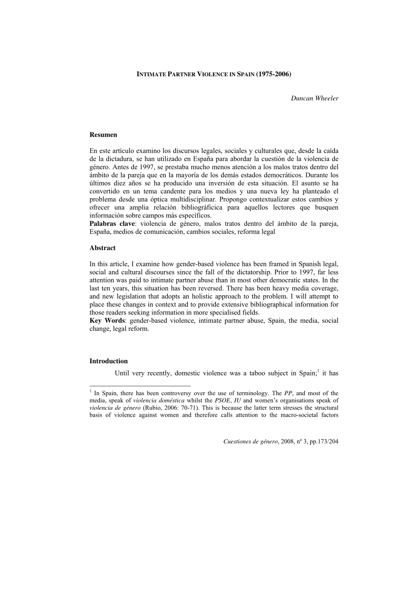 PDF) Intimate partner violence in Spain (1975-2006)