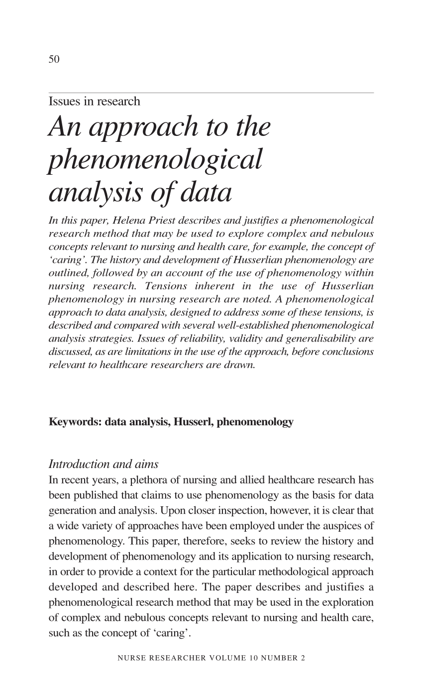 data analysis of phenomenological research