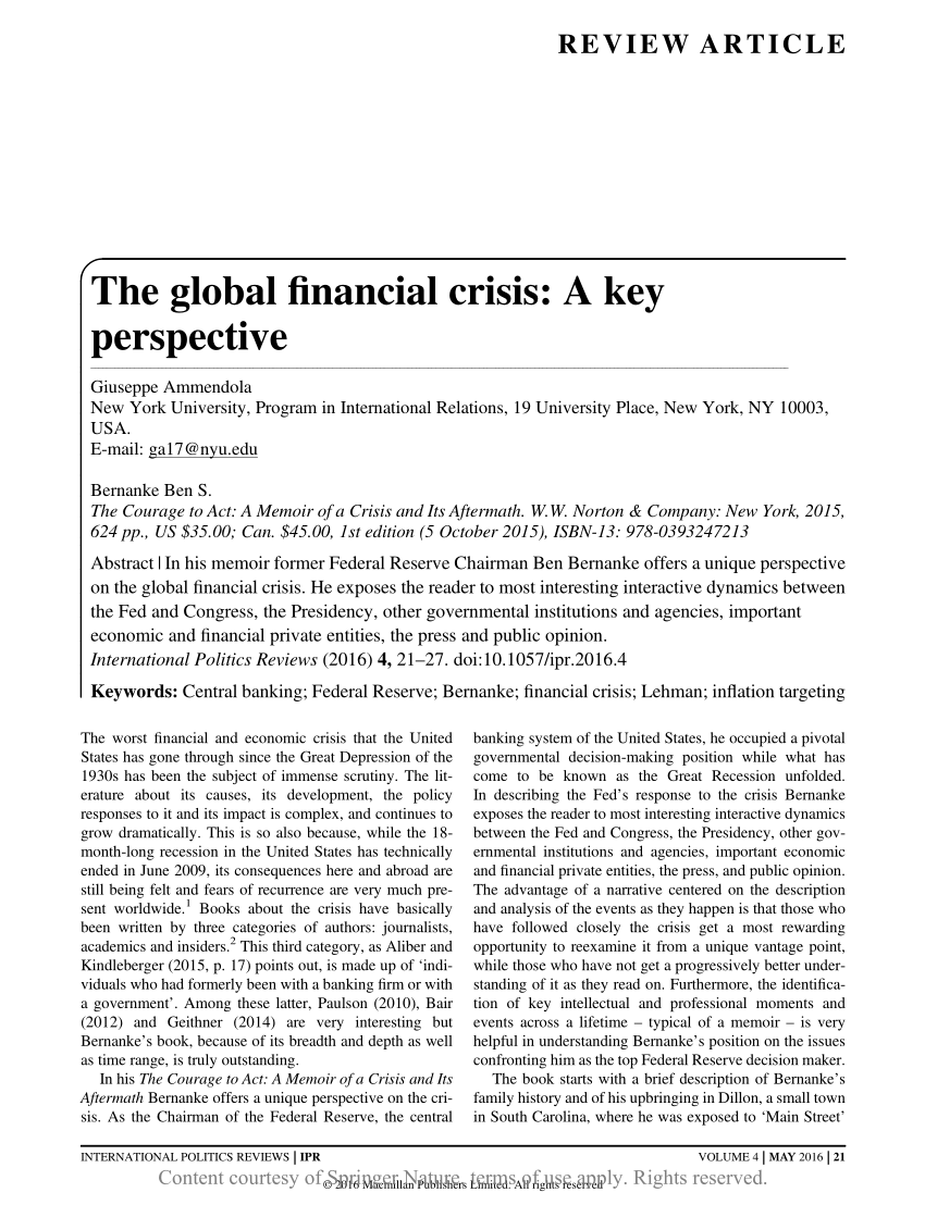 research paper on global financial crisis