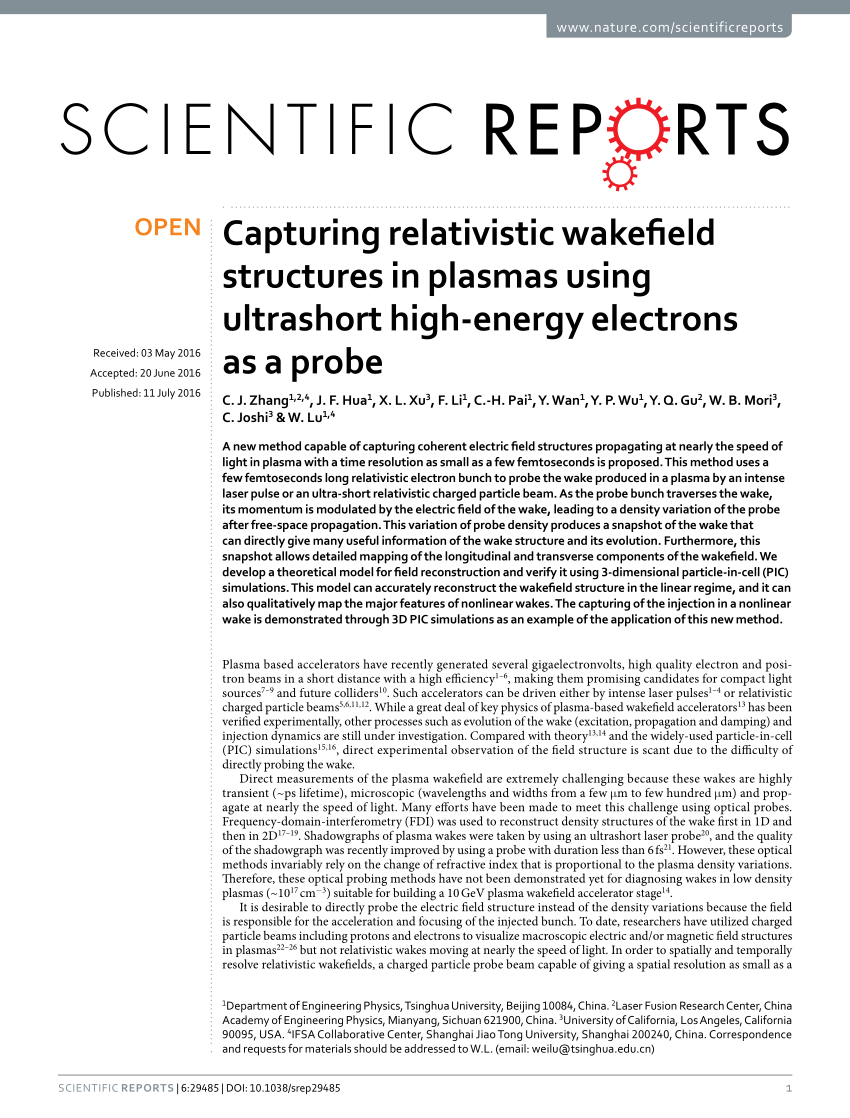 PDF) Capturing relativistic wake eld structures in plasmas using 