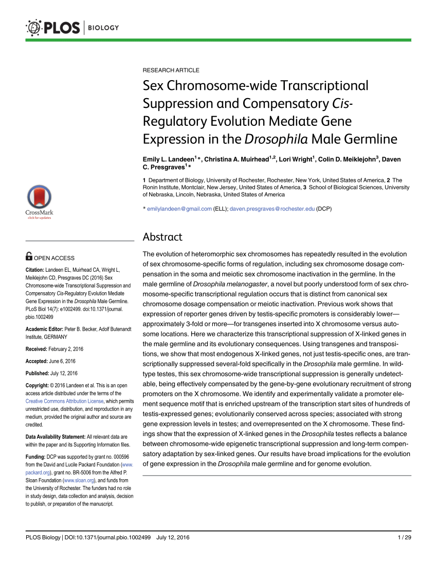 Pdf Sex Chromosome Wide Transcriptional Suppression And Compensatory Cis Regulatory Evolution 9266