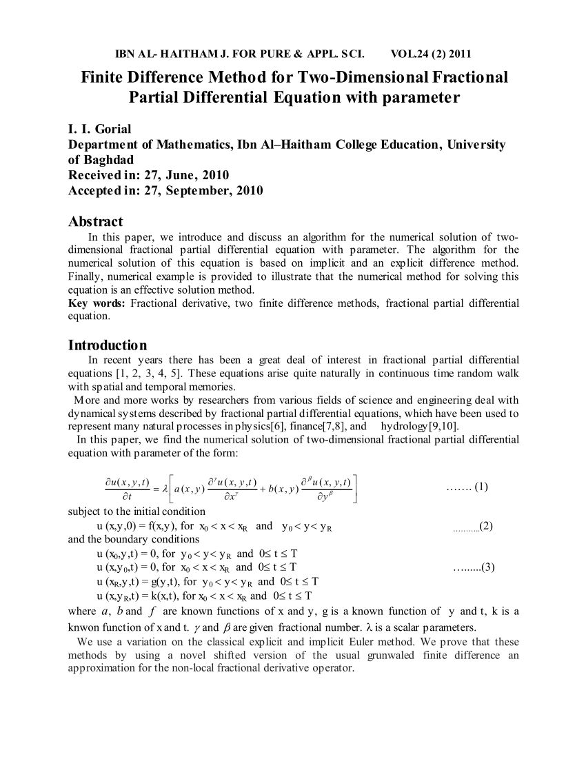 finite difference method research papers
