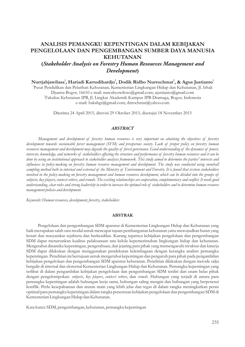 PDF Analisa Pemangku Kepentingan Kebijakan