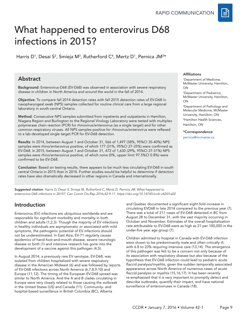 Pdf What Has Happened To Enterovirus D68 Infections In 2015