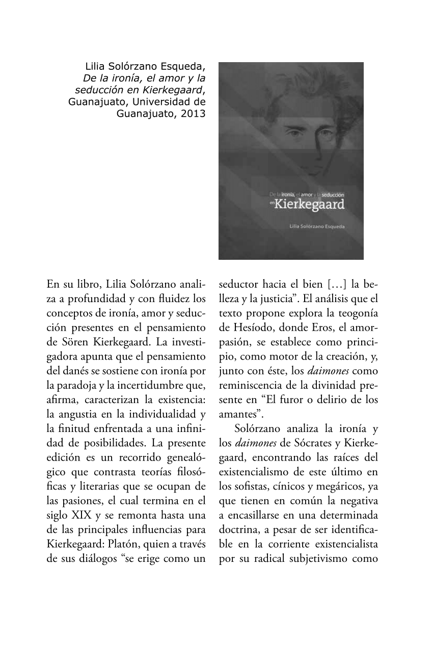 Pdf De La Ironía El Amor Y La Seducción En Kierkegaard 2350