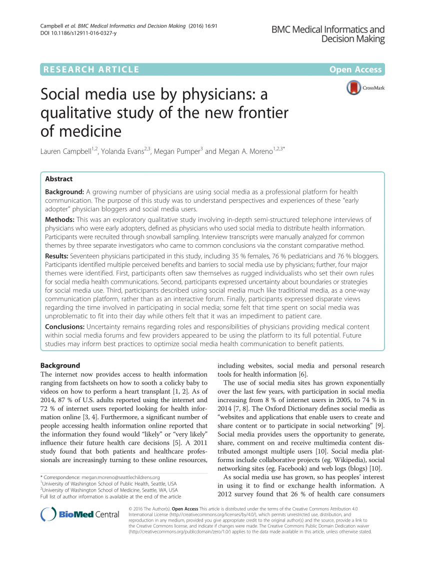 PDF) Social media use by physicians: A qualitative study of the
