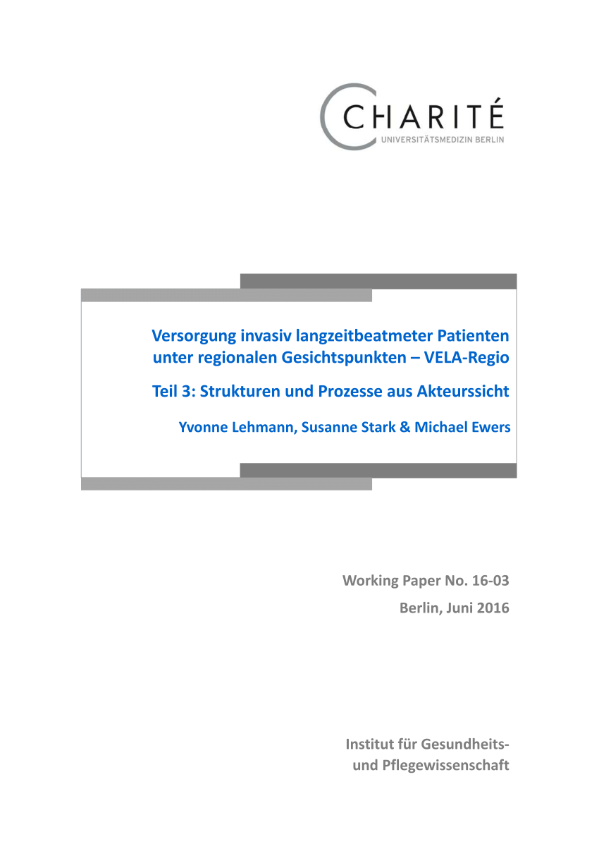 PDF Versorgung invasiv langzeitbeatmeter Patienten unter regionalen Gesichtspunkten VELA Regio Teil 1 Kommentierte Bibliografie