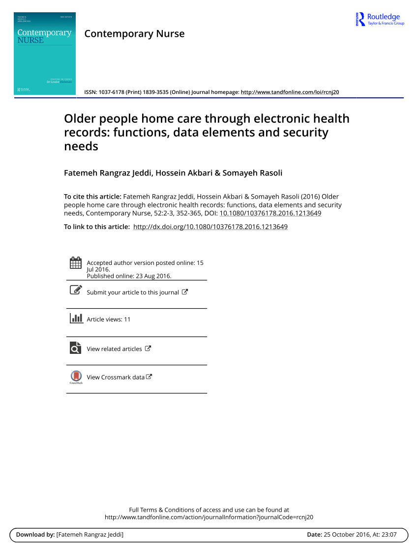 Pdf Electronic Health Records Ehr Researchgate