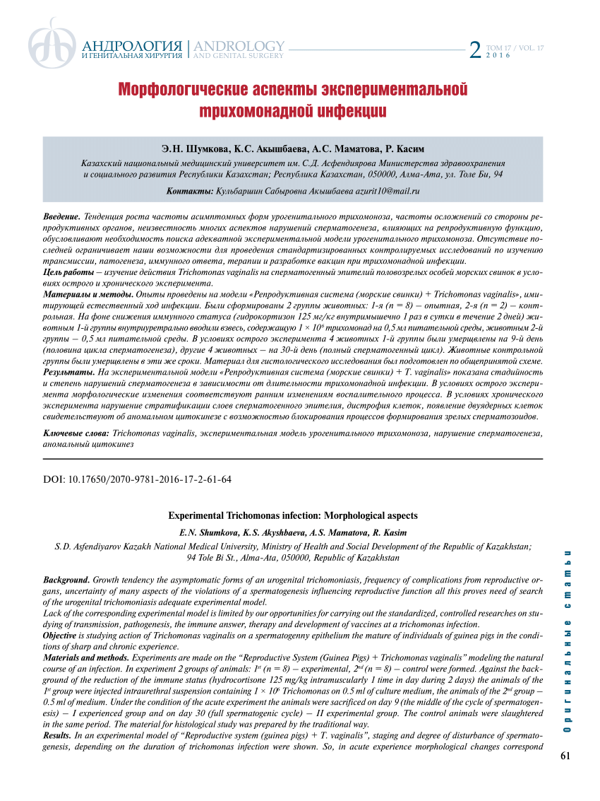 PDF) Experimental Trichomonas infection: Morphological aspects