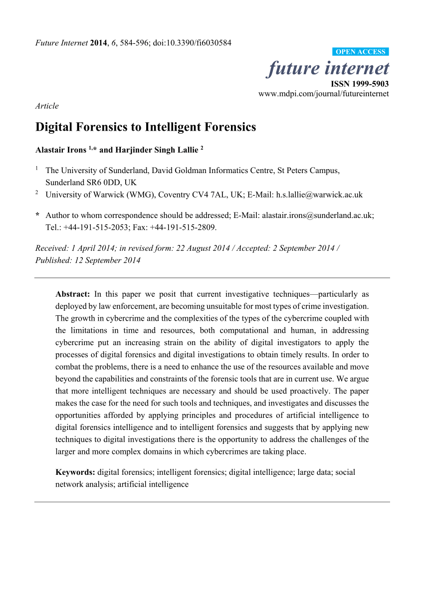 Pdf Digital Forensics To Intelligent Forensics