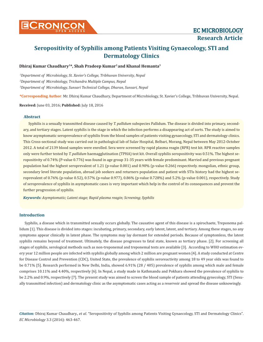 research article on syphilis