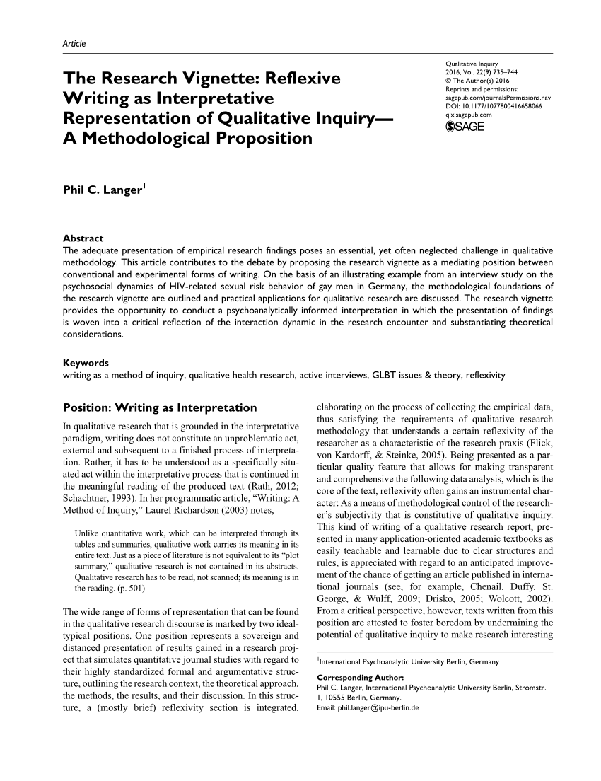 qualitative research vignette methodology