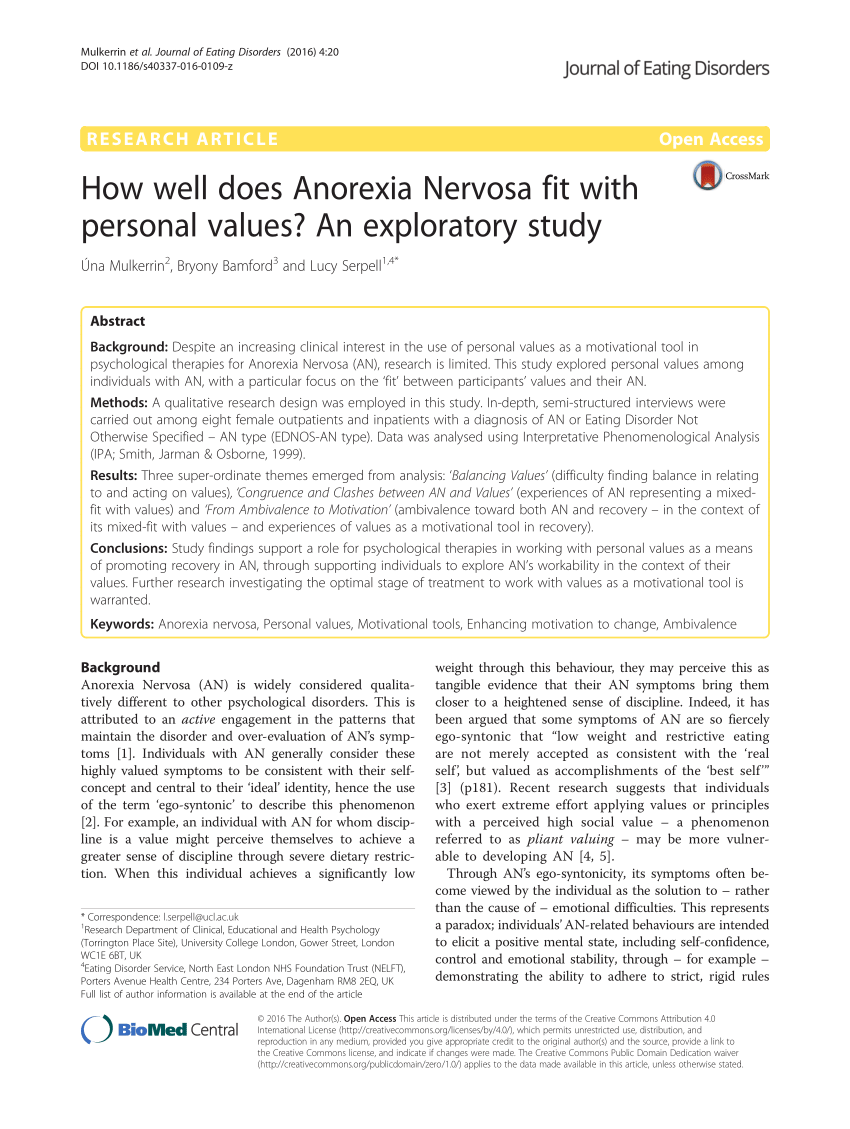 anorexia nervosa and research study