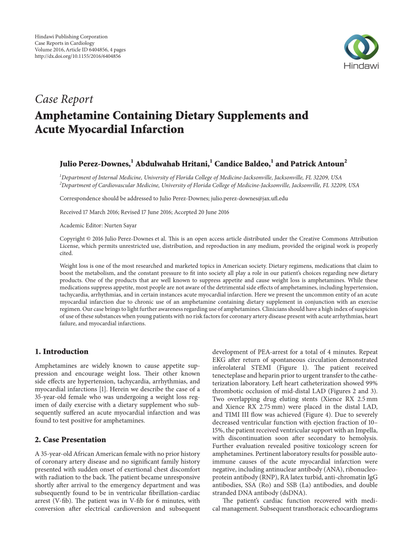 Pdf Amphetamine Containing Dietary Supplements And Acute