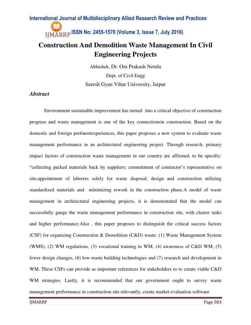 dissertation on construction and demolition