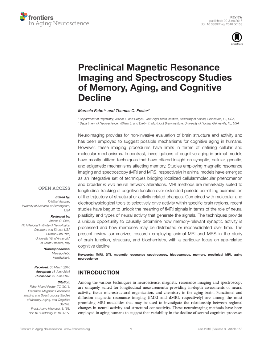 PDF) Preclinical Magnetic Resonance Imaging and Spectroscopy 