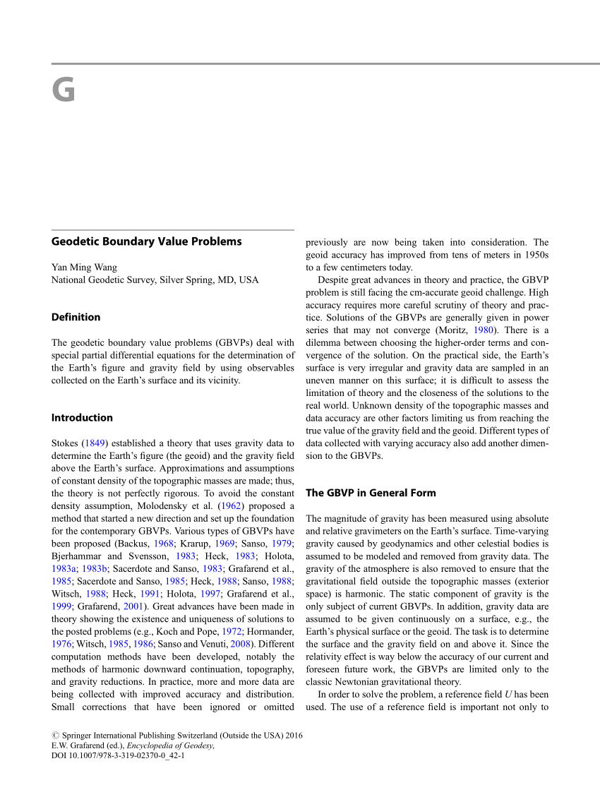 Pdf Geodetic Boundary Value Problems