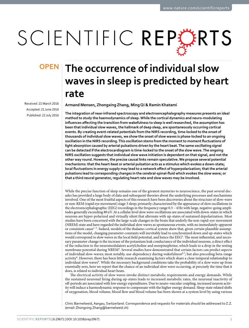 PDF) The occurrence of individual slow waves in sleep is predicted ...