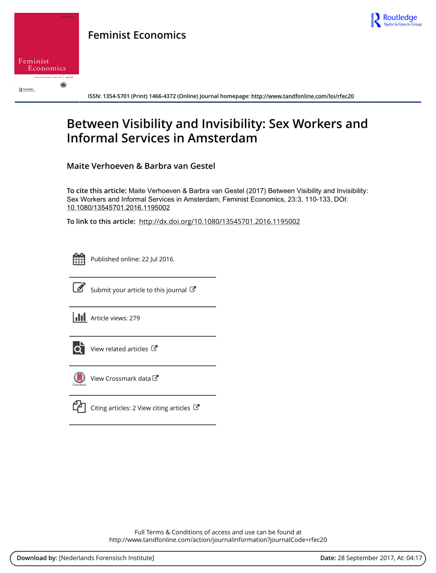 Pdf Between Visibility And Invisibility Sex Workers And Informal Services In Amsterdam 