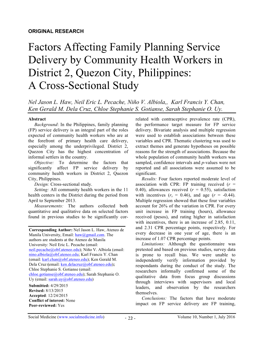 research paper about family planning