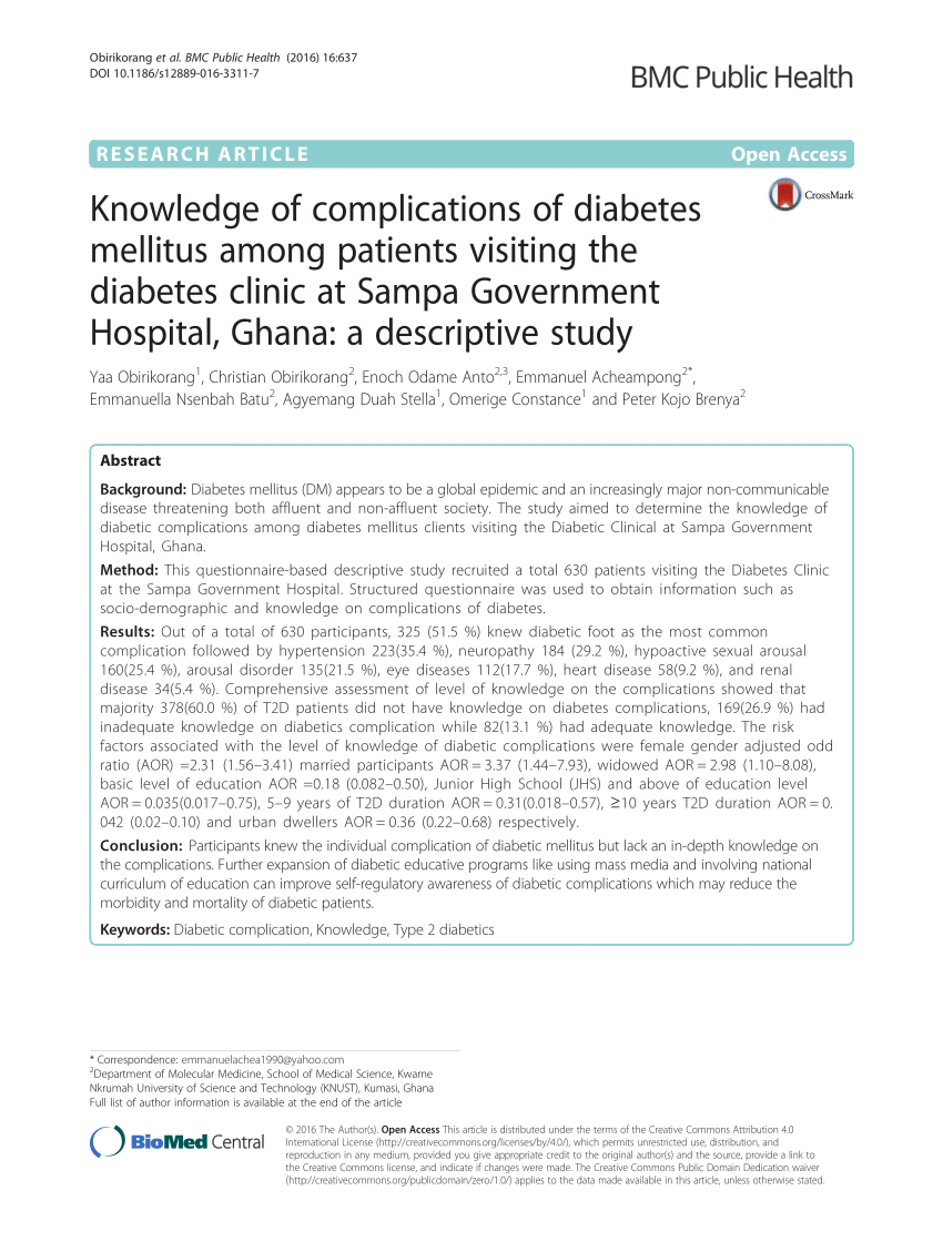 literature review on complications of diabetes mellitus)