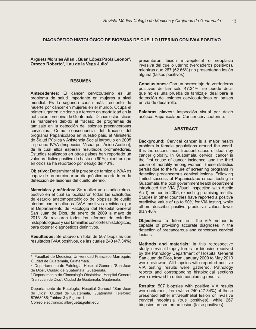 Pdf Histopathologic Diagnosis For Acetic Acid Test Positive Cervical Biopsies Diagnostico Histopatologico De Biopsias De Cuello Uterino Con Ivaa Positivo