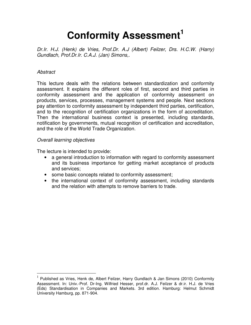 PDF) Conformity Assessment Throughout Certificate Of Conformity Template Free