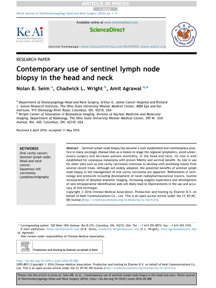 Pdf Contemporary Use Of Sentinel Lymph Node Biopsy In The Head And Neck