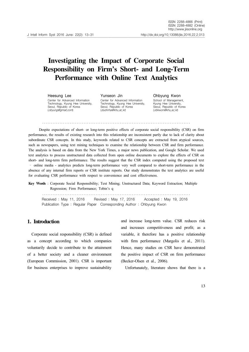 corporate social responsibility and firm performance thesis