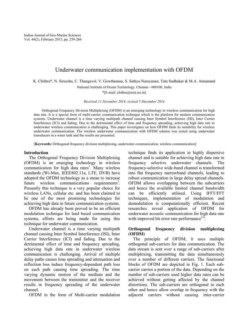 underwater communication latest research papers