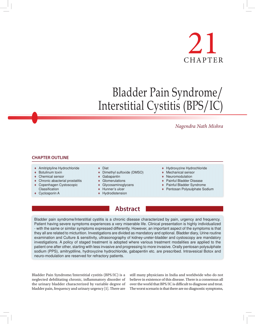 Pdf Chapter 21 Bladder Pain Syndromeinterstitial Cystitis Bpsic