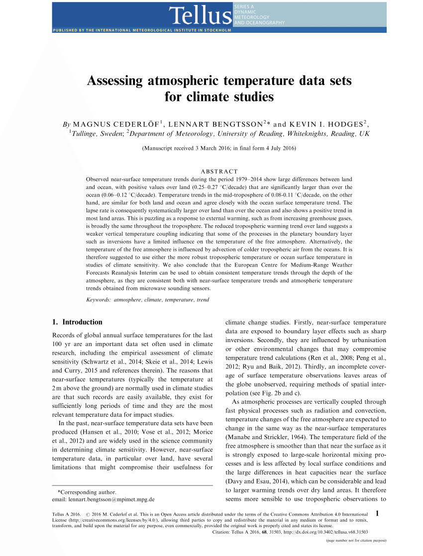 PDF) Assessing atmospheric temperature data sets for climate studies