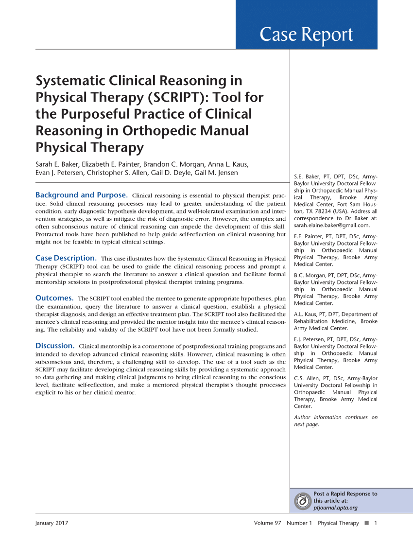 physical therapy treatment research paper