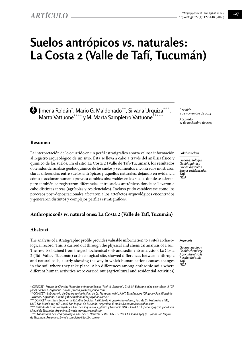 PDF) Suelos antrpicos vs. naturales: La Costa 2 (Valle de Taf ...
